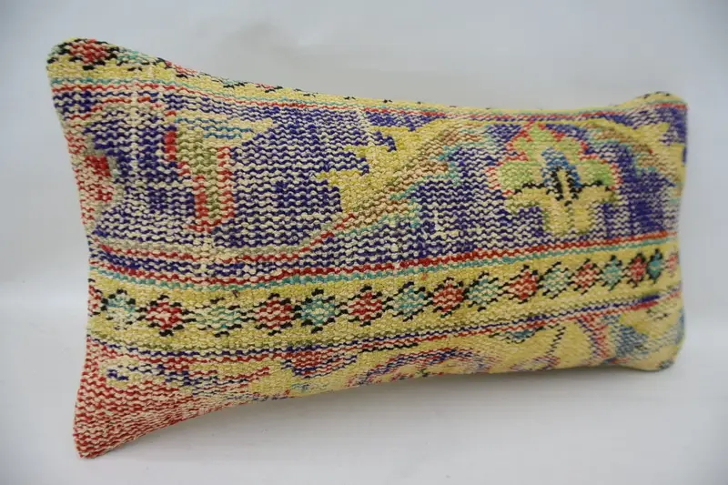 Armchair Pillow Cover, 12x24 Yellow Pillow Cover, Handmade Kilim Cushion, Handmade Throw Cushion, Boho Pillow, Boho Pillow Sham Cover, Cushion Cover - 2