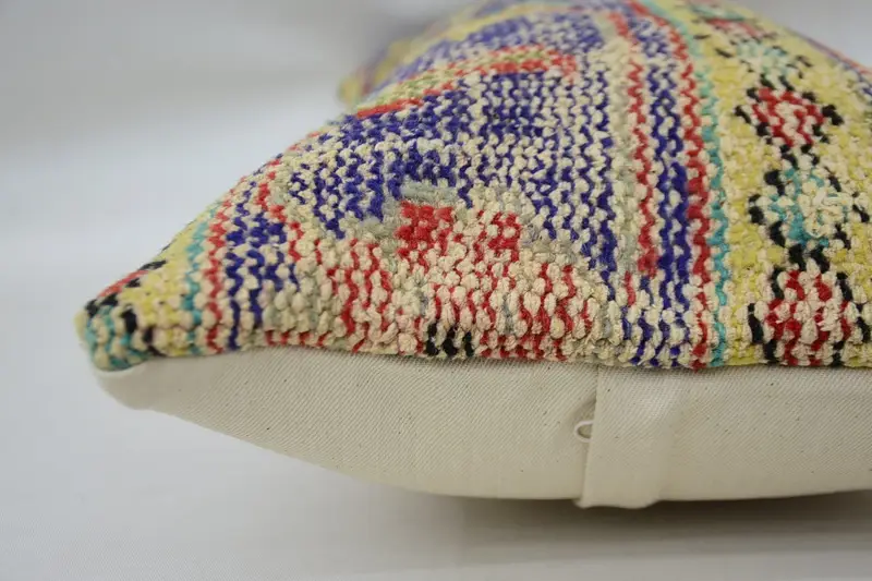 Armchair Pillow Cover, 12x24 Yellow Pillow Cover, Handmade Kilim Cushion, Handmade Throw Cushion, Boho Pillow, Boho Pillow Sham Cover, Cushion Cover - 5
