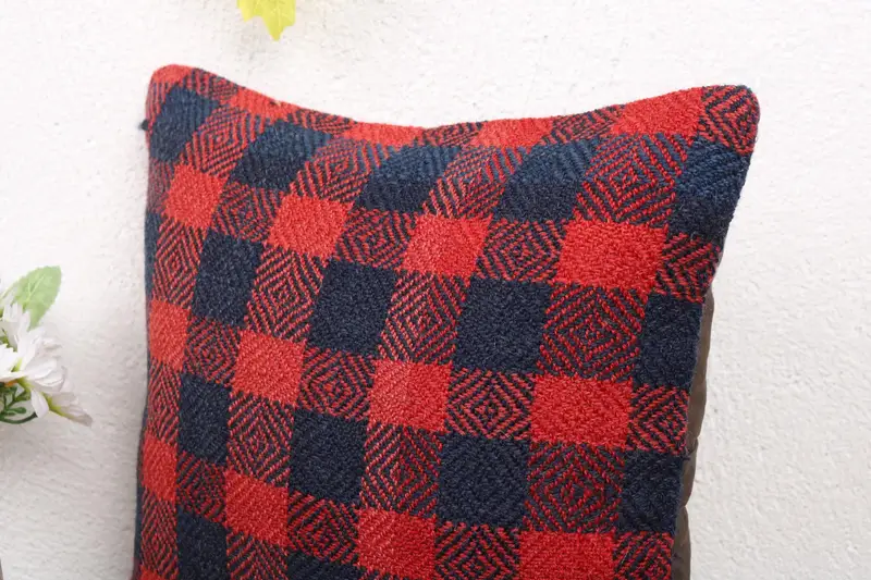 Bohemian Cushion Pillow Cover, Pillow for Sofa, Pillow Sham, 12x12 Red Cushion Case, Gift Pillow, Boho Pillow Sham Cover, Kilim Rug Pillow Sham - 5