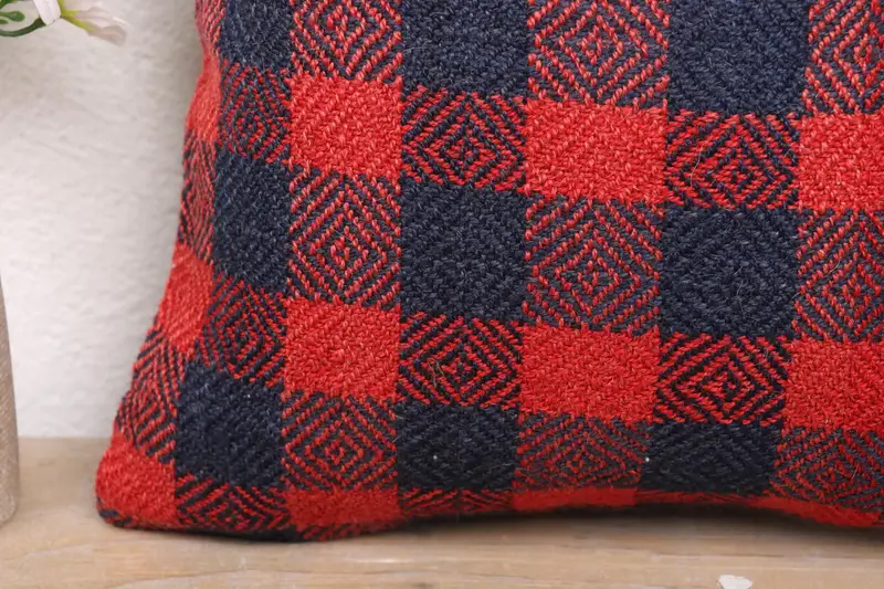 Bohemian Cushion Pillow Cover, Pillow for Sofa, Pillow Sham, 12x12 Red Cushion Case, Gift Pillow, Boho Pillow Sham Cover, Kilim Rug Pillow Sham - 3