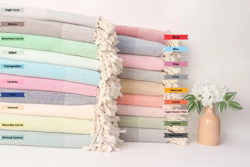 70x40 Cotton Geometric Towel, Beach Towel Gift, Organic Cotton Towel, Peshtemal Towel USA, Best Friend Gift, Embroidered Towel, Xmas Gifts - 1