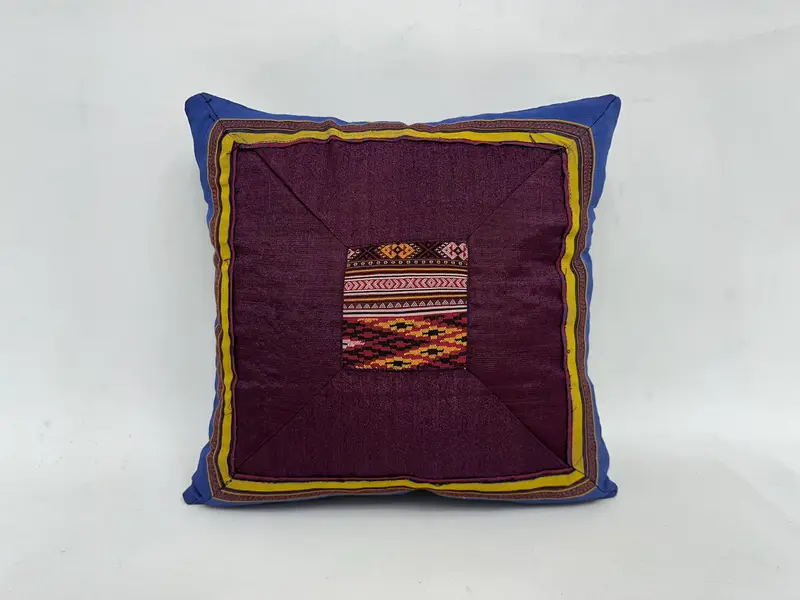 Handmade Kilim Cushion, 18x18 Purple Pillow Case, Boho Pillow, Turkish Rugs Pillow Sham, Antique Pillows, Pillow Case, Southwestern Pillow Sham - 1