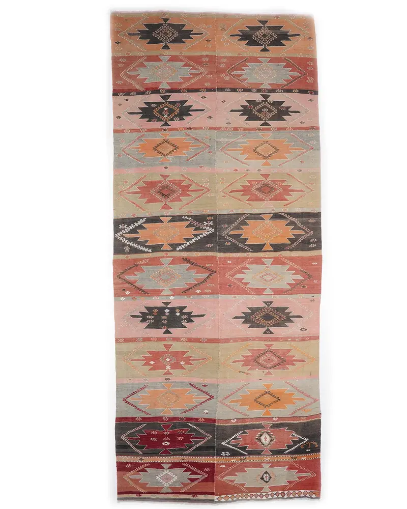 Canlı Gökkuşağı Halı, 5,2x12,5 ft Oryantal Tasarım