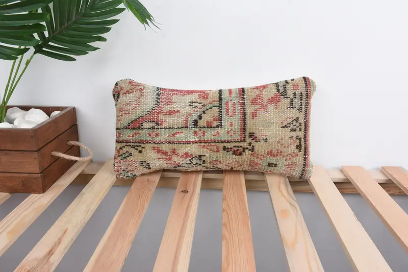 Kilim Pillow Cover, Vintage Kilim Pillow, Car Pillow Cover, 8x16 Beige Pillow Sham, Yoga Pillow, Handmade Kilim Cushion, Cushion - 1