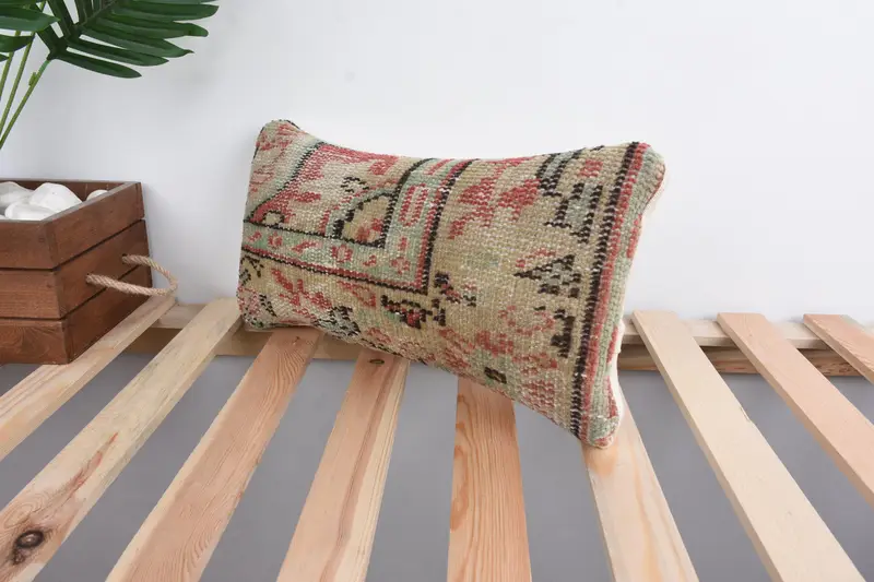 Kilim Pillow Cover, Vintage Kilim Pillow, Car Pillow Cover, 8x16 Beige Pillow Sham, Yoga Pillow, Handmade Kilim Cushion, Cushion - 5