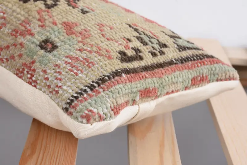 Kilim Pillow Cover, Vintage Kilim Pillow, Car Pillow Cover, 8x16 Beige Pillow Sham, Yoga Pillow, Handmade Kilim Cushion, Cushion - 7