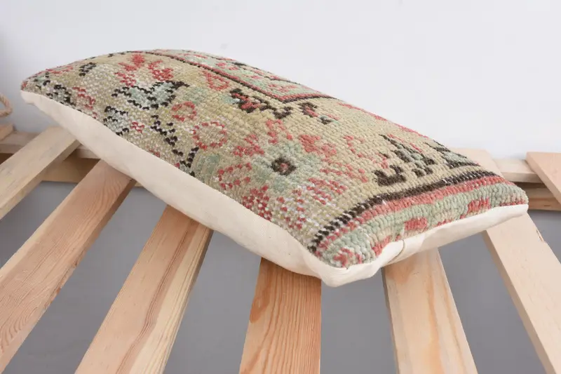 Kilim Pillow Cover, Vintage Kilim Pillow, Car Pillow Cover, 8x16 Beige Pillow Sham, Yoga Pillow, Handmade Kilim Cushion, Cushion - 6