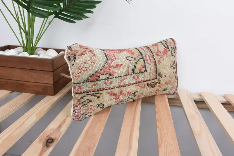 Kilim Pillow Cover, Vintage Kilim Pillow, Car Pillow Cover, 8x16 Beige Pillow Sham, Yoga Pillow, Handmade Kilim Cushion, Cushion - 4