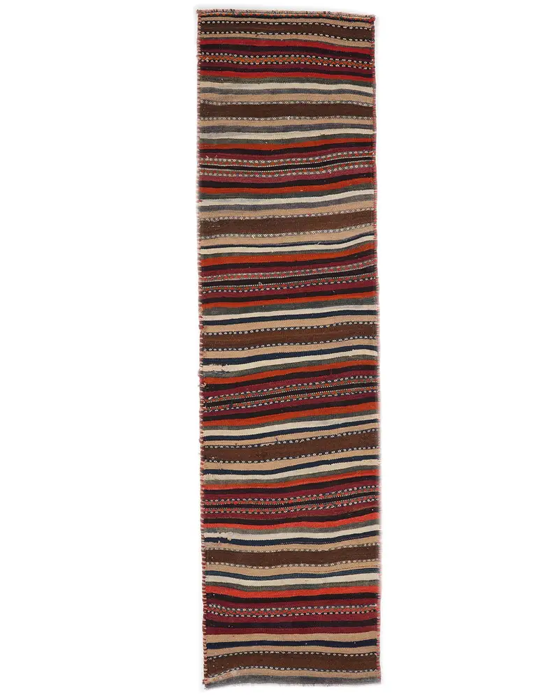 レインボーラグ、2.8x10.6フィートストライプ幾何学デザイン