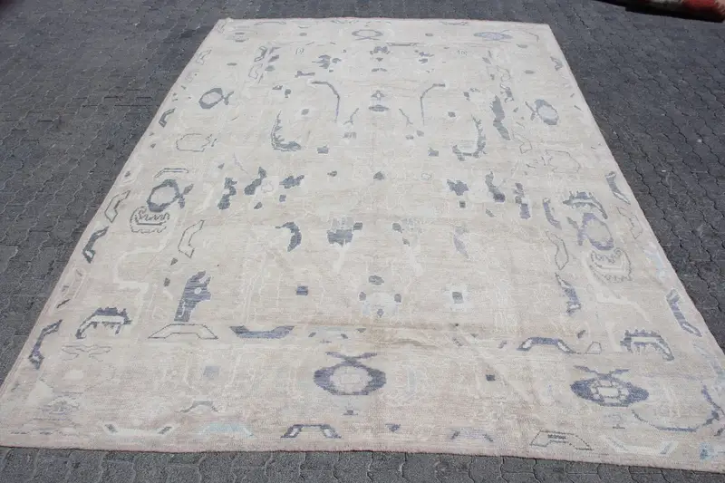 Vintage Büyük Boy Halı 9,1x12,4 ft (278x379 cm), Oushak Gri Oryantal Türk Halısı - 1