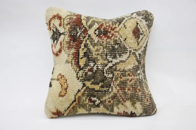 Cushion, Outdoor Throw Cushion Case, Handmade Kilim Cushion, Designer Throw Pillow, 12x12 Beige Cushion Case, Home Decor Pillow, Gift Pillow - 1