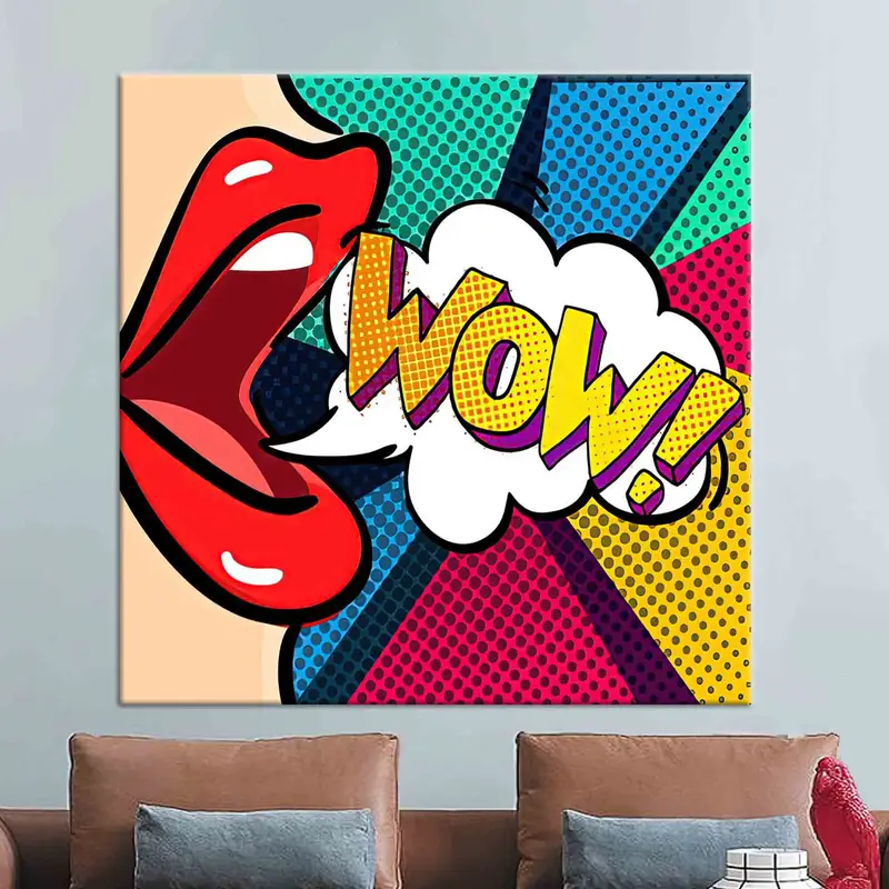 Pop Art, Woman WOW Wall Art, Canvas Wall Art, Omg Shock Comic Canvas, Lip Wall Art, Urban Graffiti Decor, Street Art Graffiti, Wall Decor, - 3