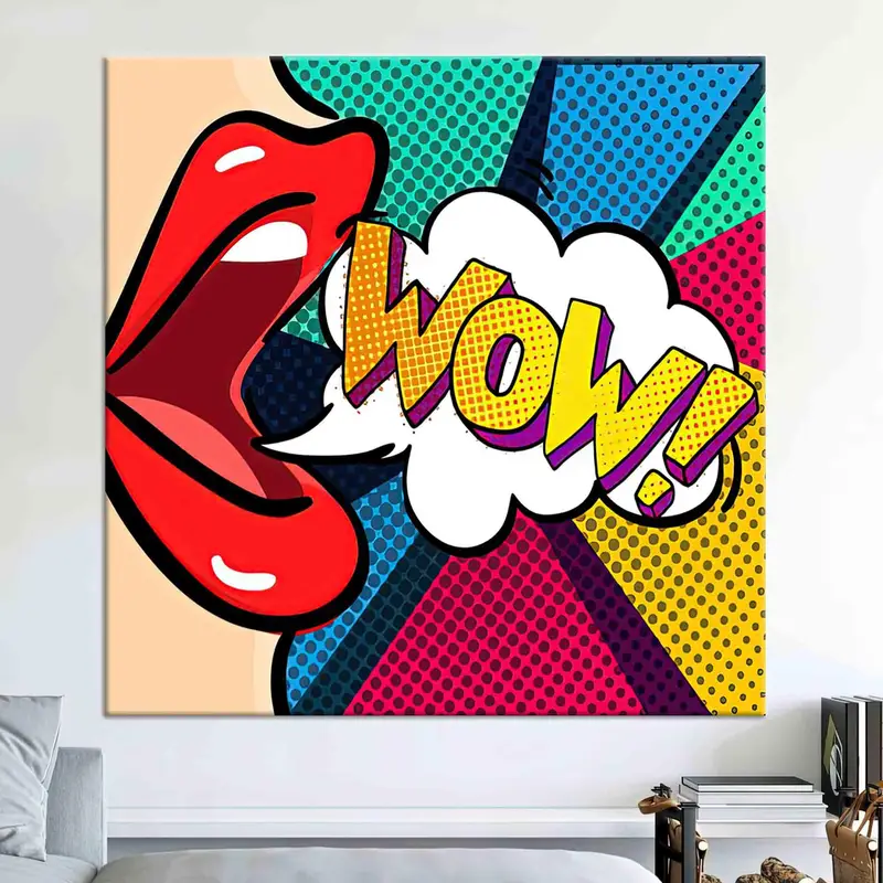 Pop Art, Woman WOW Wall Art, Canvas Wall Art, Omg Shock Comic Canvas, Lip Wall Art, Urban Graffiti Decor, Street Art Graffiti, Wall Decor, - 4