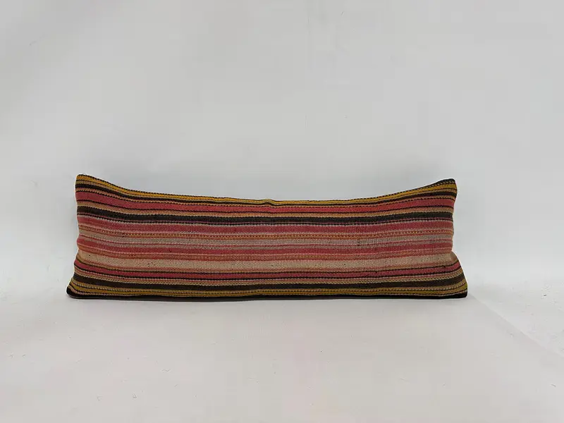 Home Decor Pillow, Kilim Pillow Cover, 12x36 Red Pillow, Neutral Throw Cushion Case, Interior Designer Pillow, Cushion Cover - 1