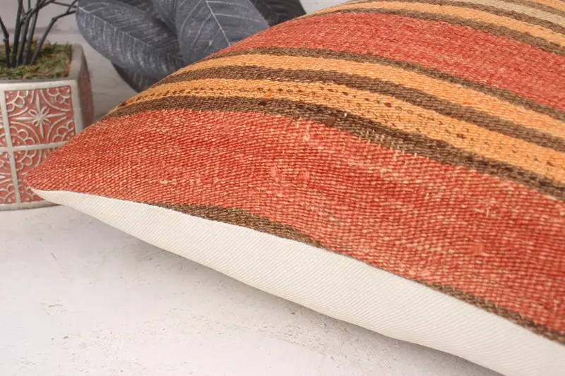 Bright Pillow Case, Interior Designer Pillow, Turkish Pillow, 18x18 Red Cushion Cover, Retro Cushion Case, Cushion Case, Turkish Kilim Pillow - 6