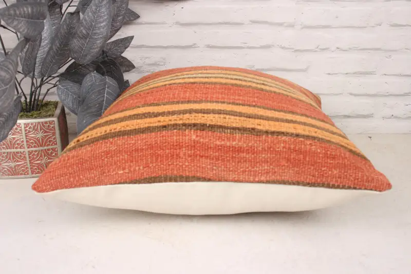 Bright Pillow Case, Interior Designer Pillow, Turkish Pillow, 18x18 Red Cushion Cover, Retro Cushion Case, Cushion Case, Turkish Kilim Pillow - 5