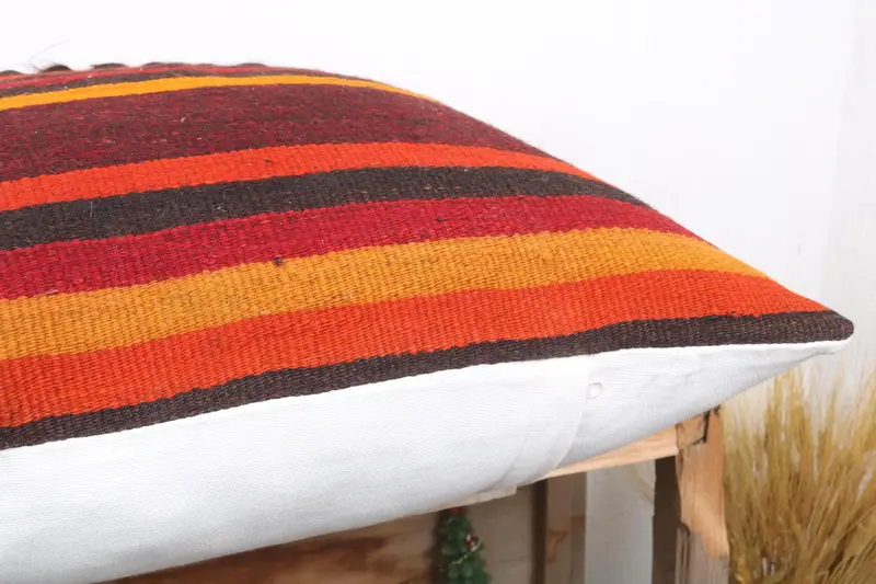 Accent Cushion Cover, Interior Designer Pillow, Pillow for Couch, 24x24 Red Pillow Sham, Cushion Case, Ethnical Kilim Rug Pillow - 6