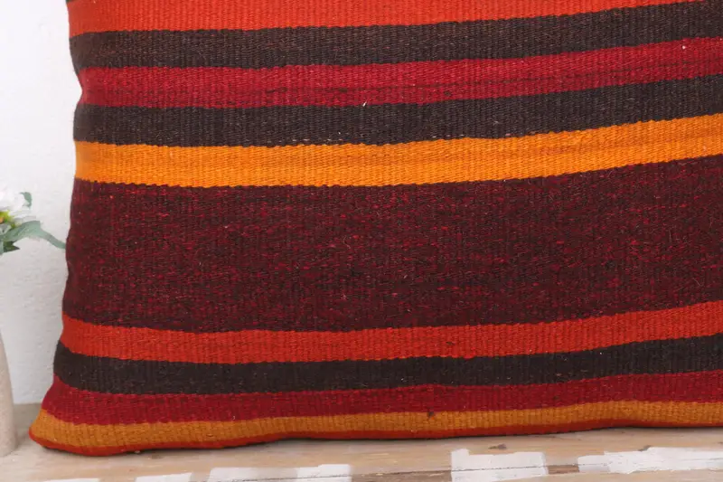 Accent Cushion Cover, Interior Designer Pillow, Pillow for Couch, 24x24 Red Pillow Sham, Cushion Case, Ethnical Kilim Rug Pillow - 3
