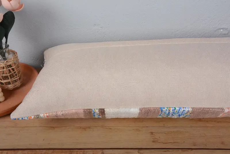 Kilim Pillow Cover, Pastel Cushion Case, Cushion Case, Pillow for Sofa, Interior Designer Pillow, 16x48 White Pillow, Sofa Bolster Pillow Cover - 6