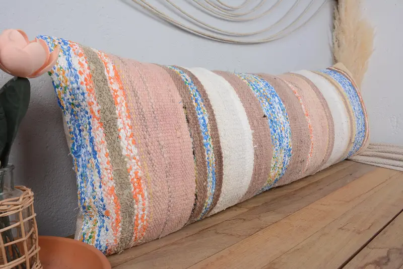 Kilim Pillow Cover, Pastel Cushion Case, Cushion Case, Pillow for Sofa, Interior Designer Pillow, 16x48 White Pillow, Sofa Bolster Pillow Cover - 1