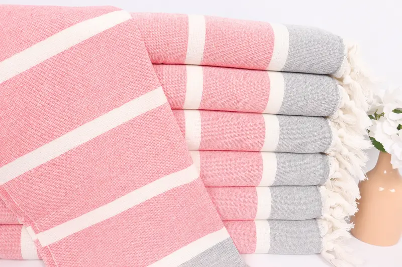 36x18 Cotton Striped Towel, Personalized Dish Towel, Customized Towels, Organic Tea Towel, Monogram Hand Towel, Personalized Kitchen Towel - 1