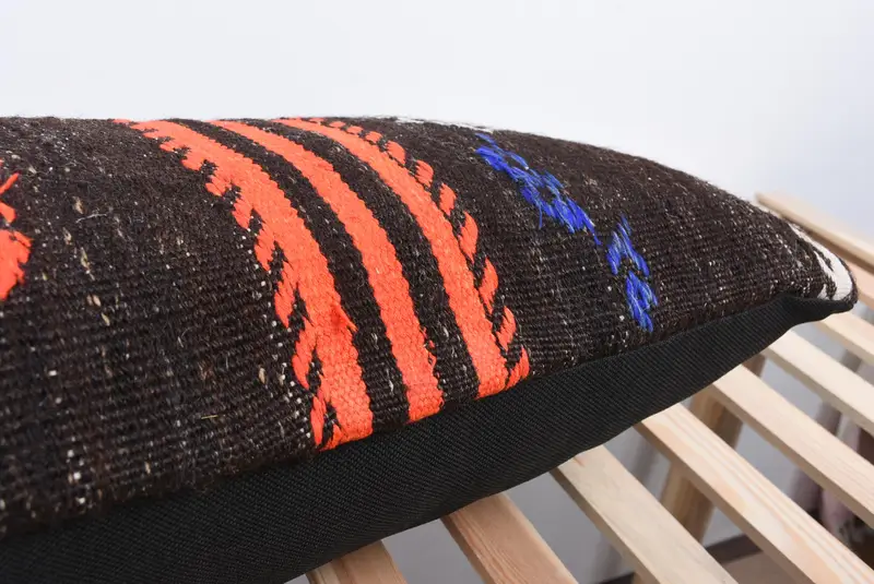 Pillow Sham, Ethnical Kilim Rug Pillow, Ikat Cushion, Vintage Kilim Pillow, 16x48 Brown Pillow Sham, Vintage Pillow, Sofa Bolster Pillow - 7