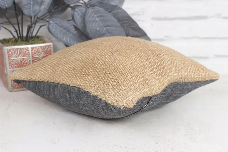 12x12 Beige Cushion Case, Turkish Pillow, Pillow Sham, Kilim Pillow, Cotton Cushion, Kilim Pillow Cover, Living Room Throw Cushion Case - 6