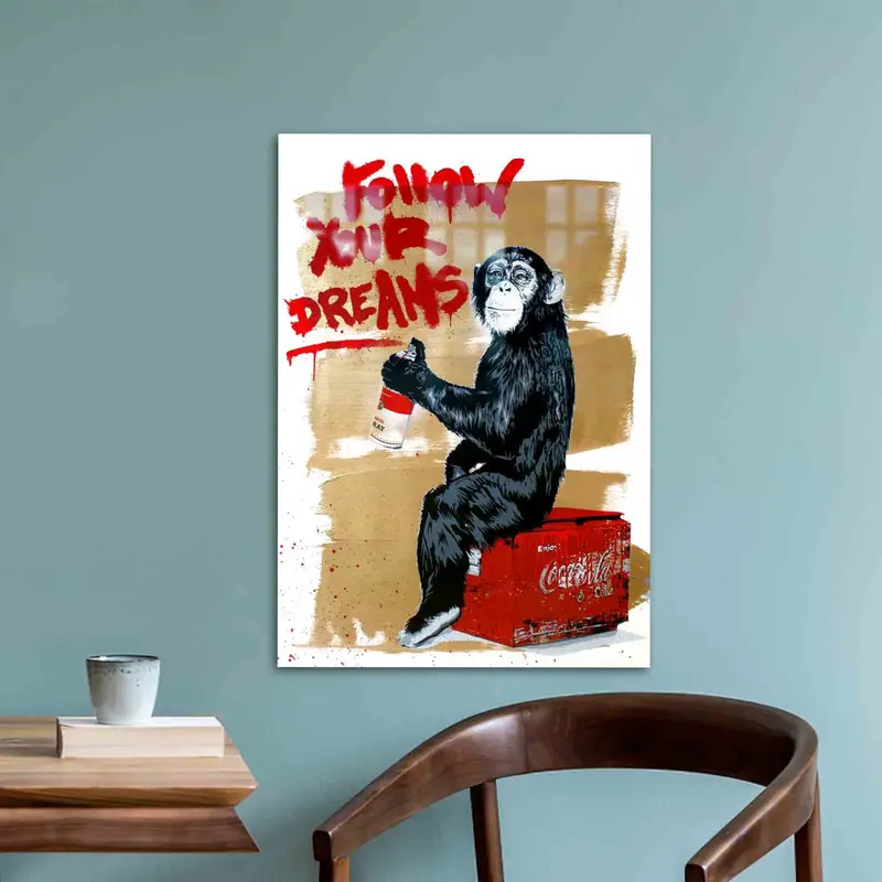 Zarif Baskılı Cam: Banksy Monkey Graffiti Dreams