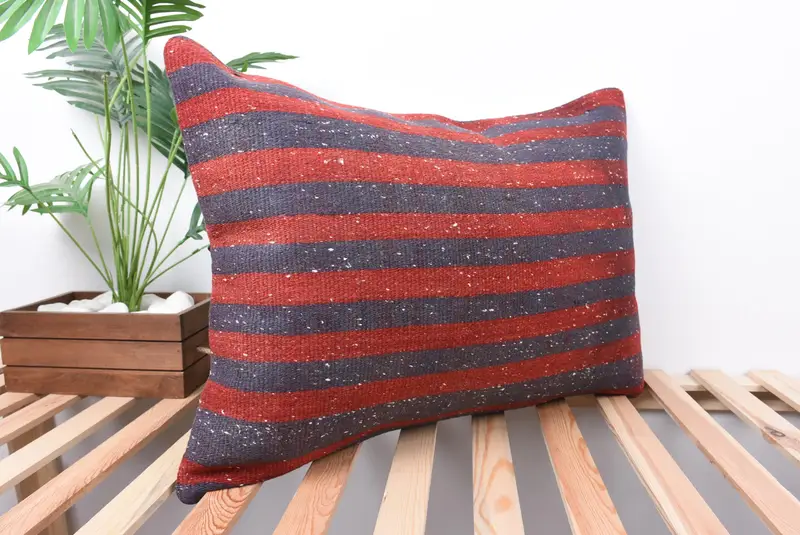 Vintage Pillow, 20x28 Blue Pillow, Vintage Kilim Pillow, Gift Pillow, Pillow Cover, Cotton Pillow Case, Square Throw Pillow Sham - 4