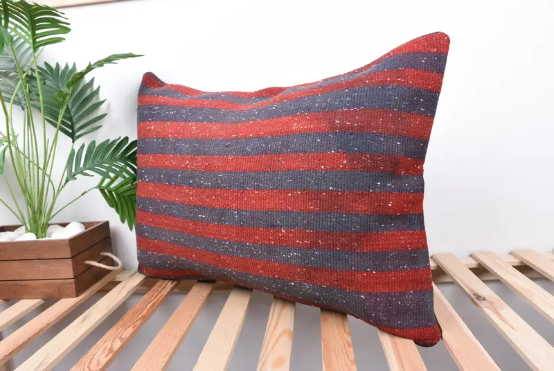 Vintage Pillow, 20x28 Blue Pillow, Vintage Kilim Pillow, Gift Pillow, Pillow Cover, Cotton Pillow Case, Square Throw Pillow Sham - 5