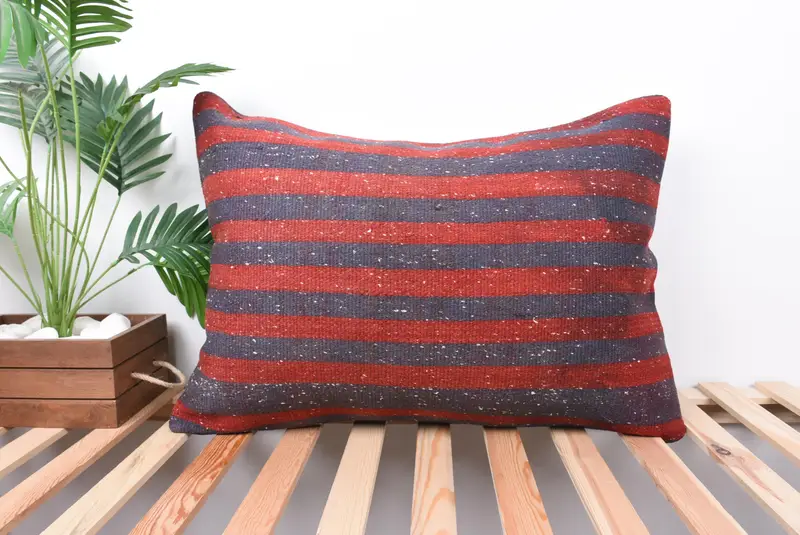 Vintage Pillow, 20x28 Blue Pillow, Vintage Kilim Pillow, Gift Pillow, Pillow Cover, Cotton Pillow Case, Square Throw Pillow Sham - 1