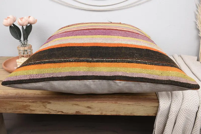 Vintage Kilim Throw Pillow, Interior Designer Pillow, Cushion Cover, 32x32 Pink Cushion, Nomadic Pillow Case, Vintage Pillow, Hippie Throw Cushion - 5