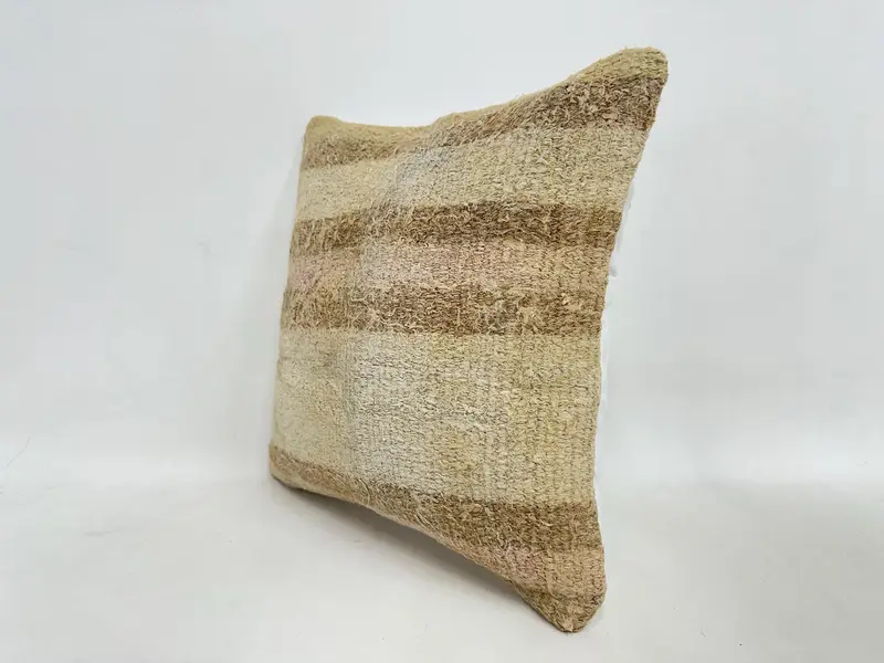16x16 Beige Cushion, Throw Kilim Pillow, Turkish Kilim Pillow, Pillow Case, Bench Cushion, Gift Pillow, Turkish Rugs Cushion, Luxury Pillow Case - 4