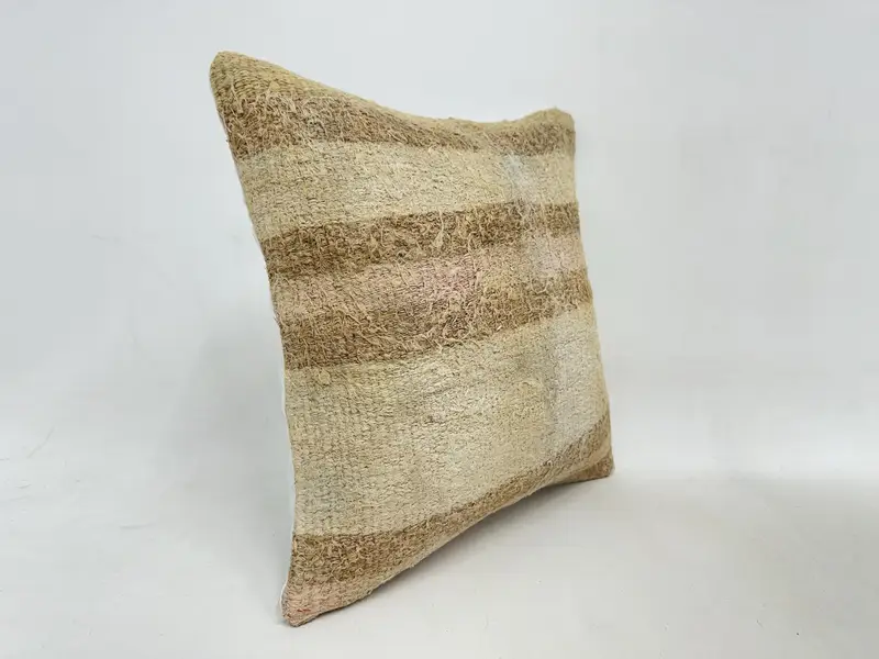16x16 Beige Cushion, Throw Kilim Pillow, Turkish Kilim Pillow, Pillow Case, Bench Cushion, Gift Pillow, Turkish Rugs Cushion, Luxury Pillow Case - 3