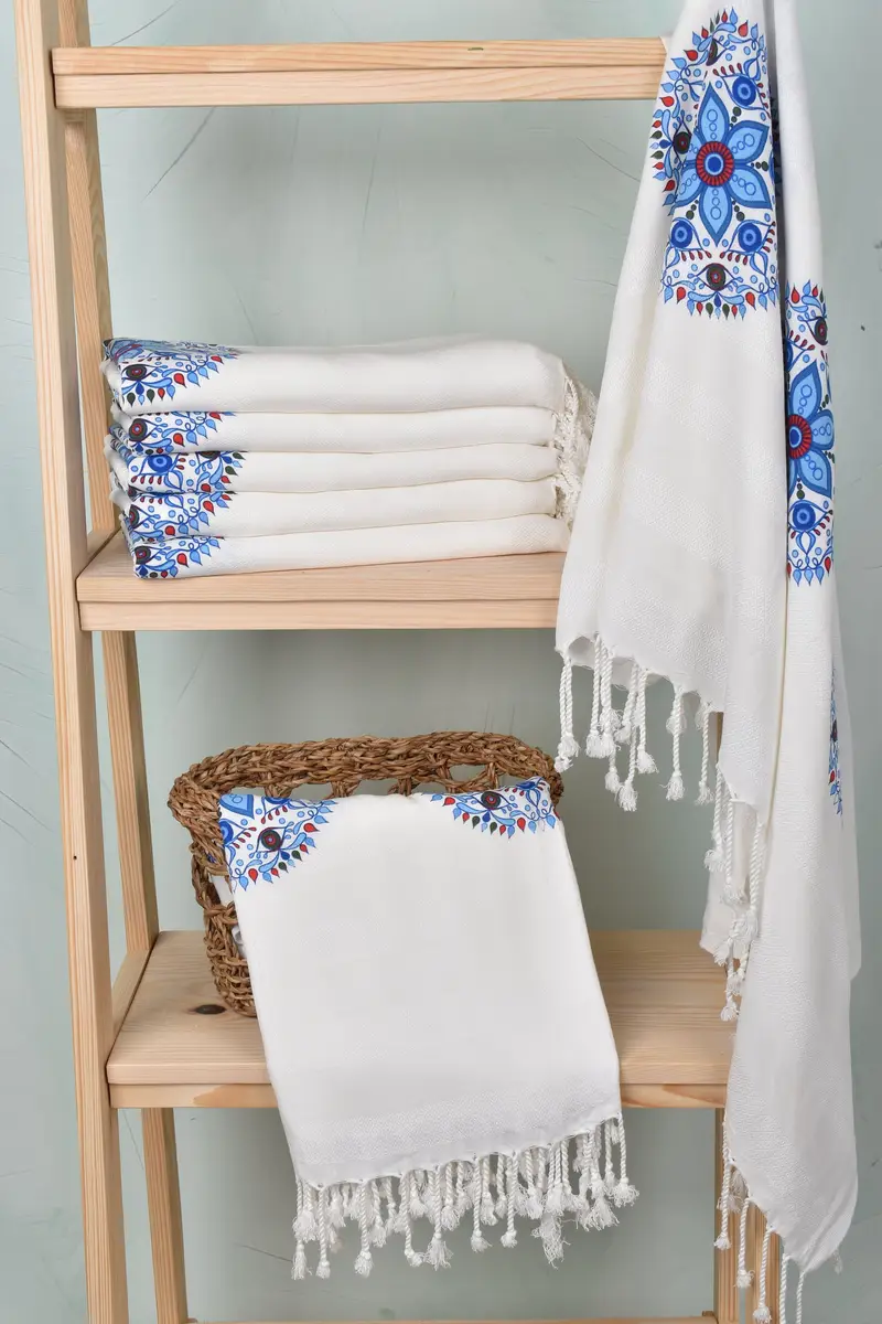 Peshtemal beach towel with unique design, Personalised Gift, Bachelorette Gifts, Custom Gift, Luxury towel, 70x40 Cotton Floral Patterned Towel - 4