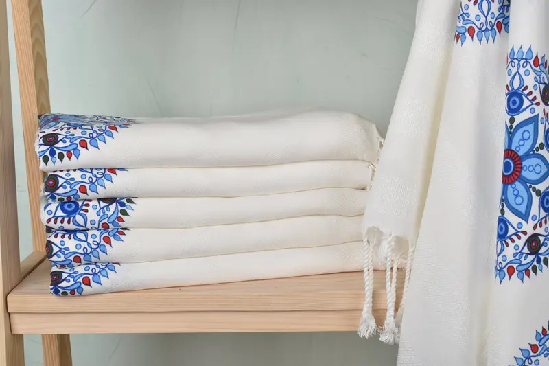 Peshtemal beach towel with unique design, Personalised Gift, Bachelorette Gifts, Custom Gift, Luxury towel, 70x40 Cotton Floral Patterned Towel - 2