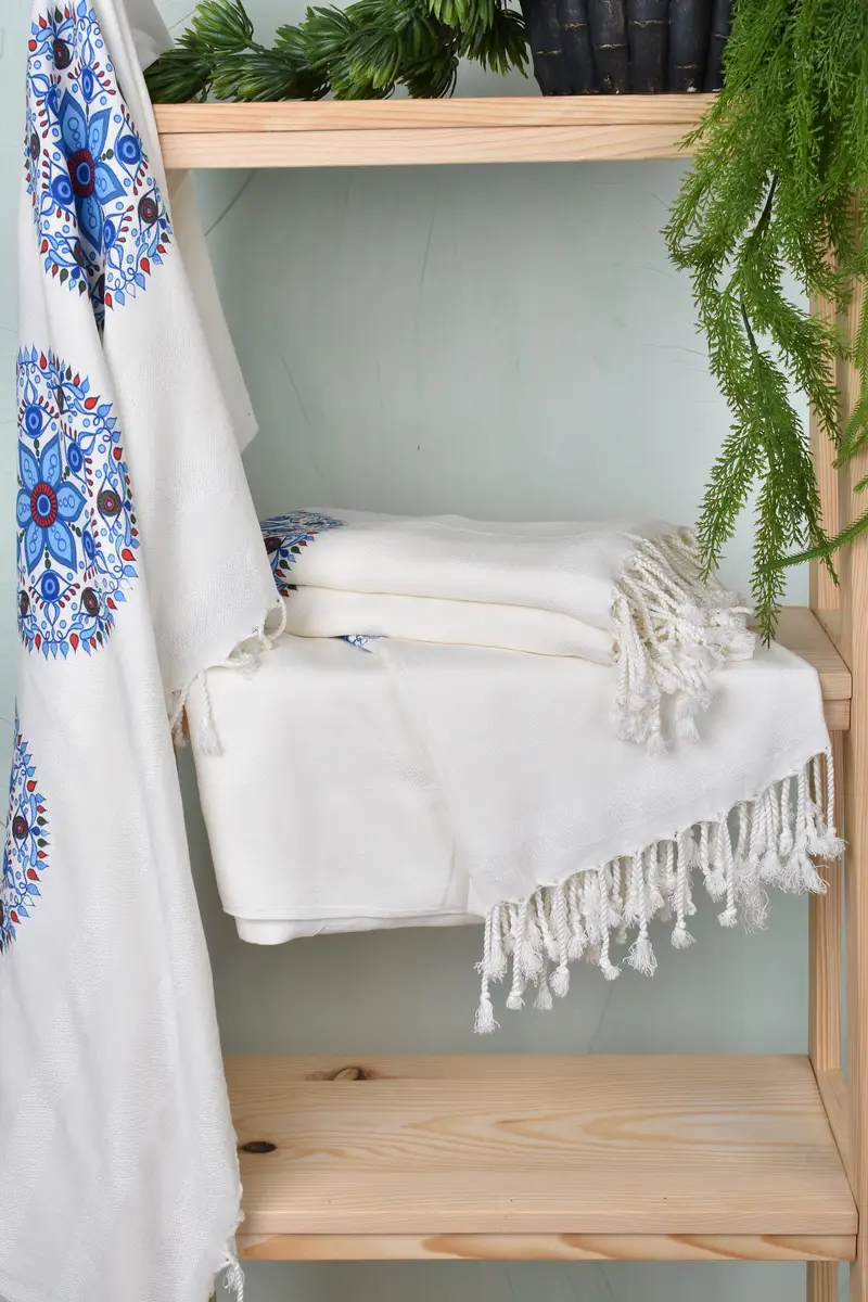 Peshtemal beach towel with unique design, Personalised Gift, Bachelorette Gifts, Custom Gift, Luxury towel, 70x40 Cotton Floral Patterned Towel - 7