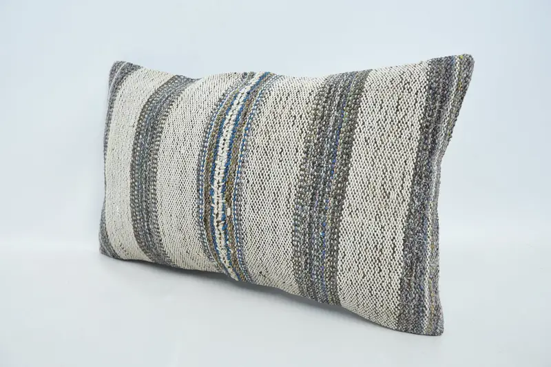 Handmade Throw Cushion Case, Vintage Pillow, Pillow for Sofa, 12x20 Beige Cushion, Bohemian Cushion Pillow, Pillow Sham, Boho Pillow, Indoor Cushion - 4