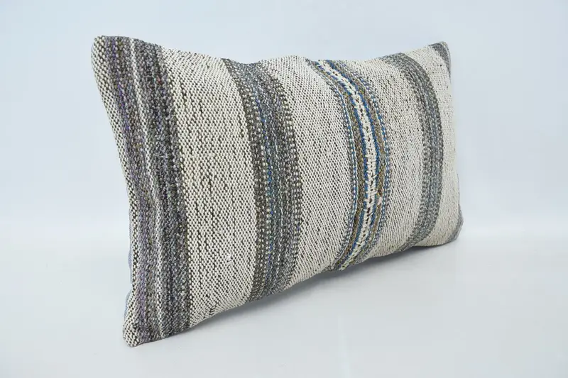 Handmade Throw Cushion Case, Vintage Pillow, Pillow for Sofa, 12x20 Beige Cushion, Bohemian Cushion Pillow, Pillow Sham, Boho Pillow, Indoor Cushion - 3