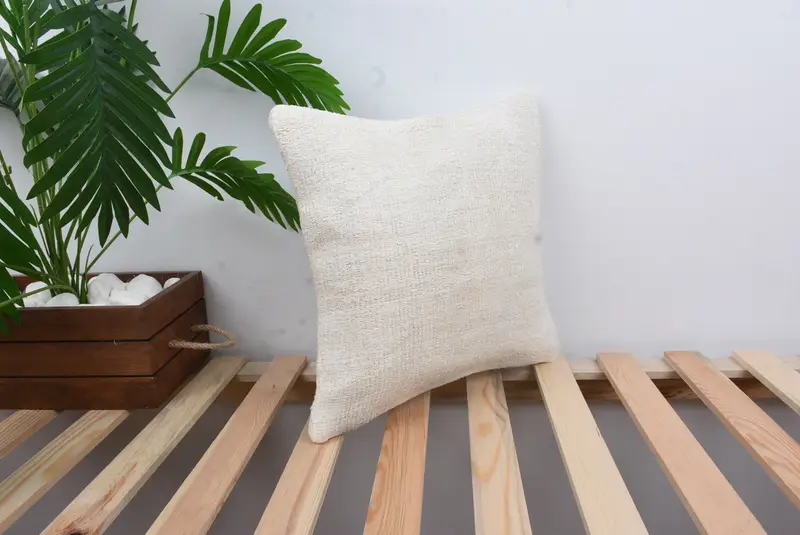 Pillow for Sofa, Authentic Pillow Case, Boho Pillow Sham Cover, 14x14 White Cushion, Shabby Chic Cushion Case, Pillow Case, Home Decor Pillow - 4
