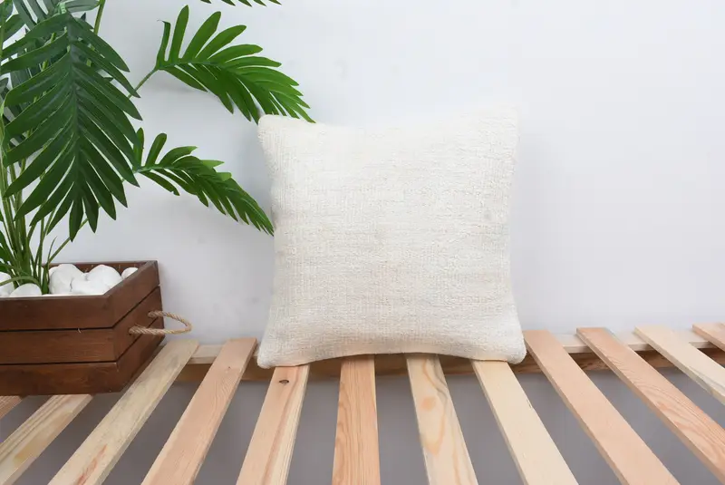 Pillow for Sofa, Authentic Pillow Case, Boho Pillow Sham Cover, 14x14 White Cushion, Shabby Chic Cushion Case, Pillow Case, Home Decor Pillow - 1