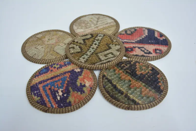 Bohem Kahverengi ve Bronz Yuvarlak Bardak Altlığı, Benzersiz Etnik Bardak Altlığı