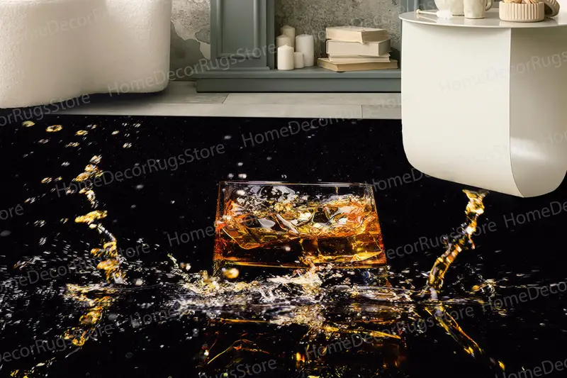 Eleganter bedruckter Teppich: Moderne Bar- und Küchendekoration, Schwarzwein