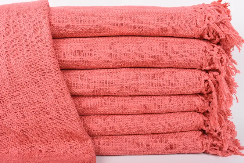 Red Solid Organic Cotton Blanket, Throw, Bachelorette Party Decoration, 79x56 Inches