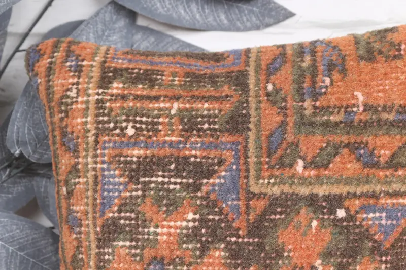 Pillow Sham, Kilim Pillow, Personalized Gift Pillow Pillow Cover, Vintage Kilim Pillow, 12x12 Orange Pillow Cover, Ethnical Kilim Rug Pillow - 2