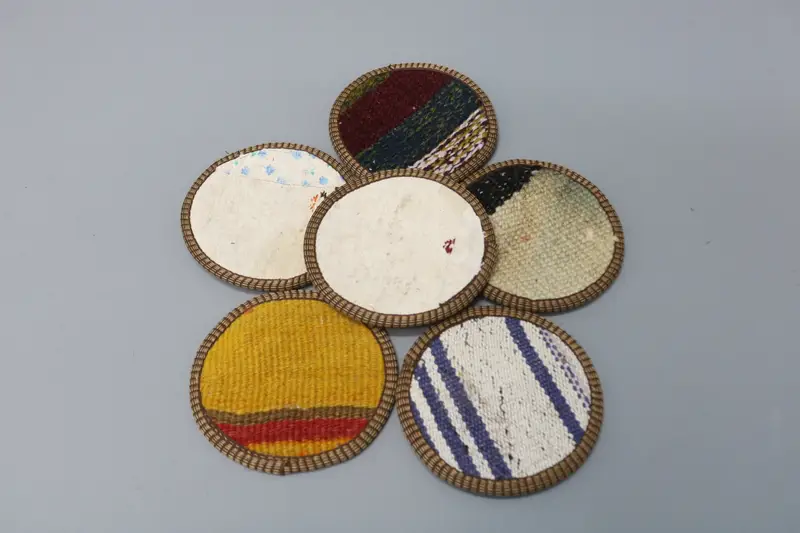 White and Yellow Striped Coaster, Durable and Washable Coaster