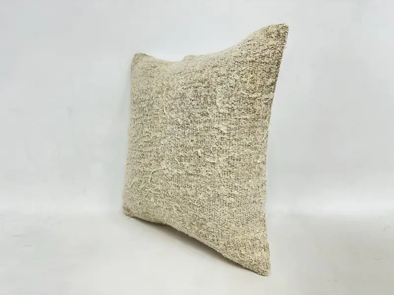 Ethnic Throw Pillow, Handmade Kilim Cushion, Vintage Kilim Pillow, Cushion Case, Designer Throw Cushion Case, 16x16 Beige Cushion, Pillow for Sofa - 4