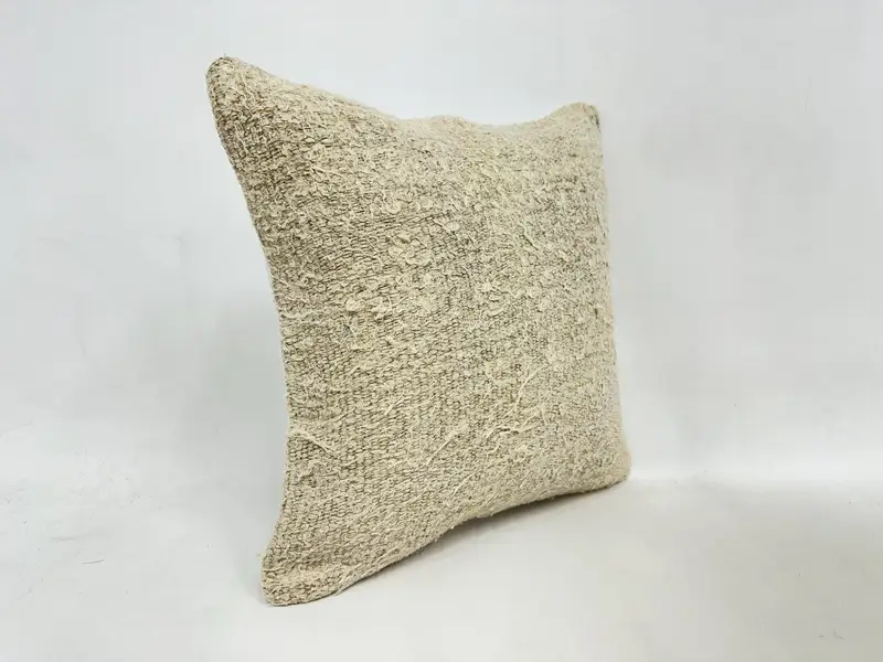 Ethnic Throw Pillow, Handmade Kilim Cushion, Vintage Kilim Pillow, Cushion Case, Designer Throw Cushion Case, 16x16 Beige Cushion, Pillow for Sofa - 3