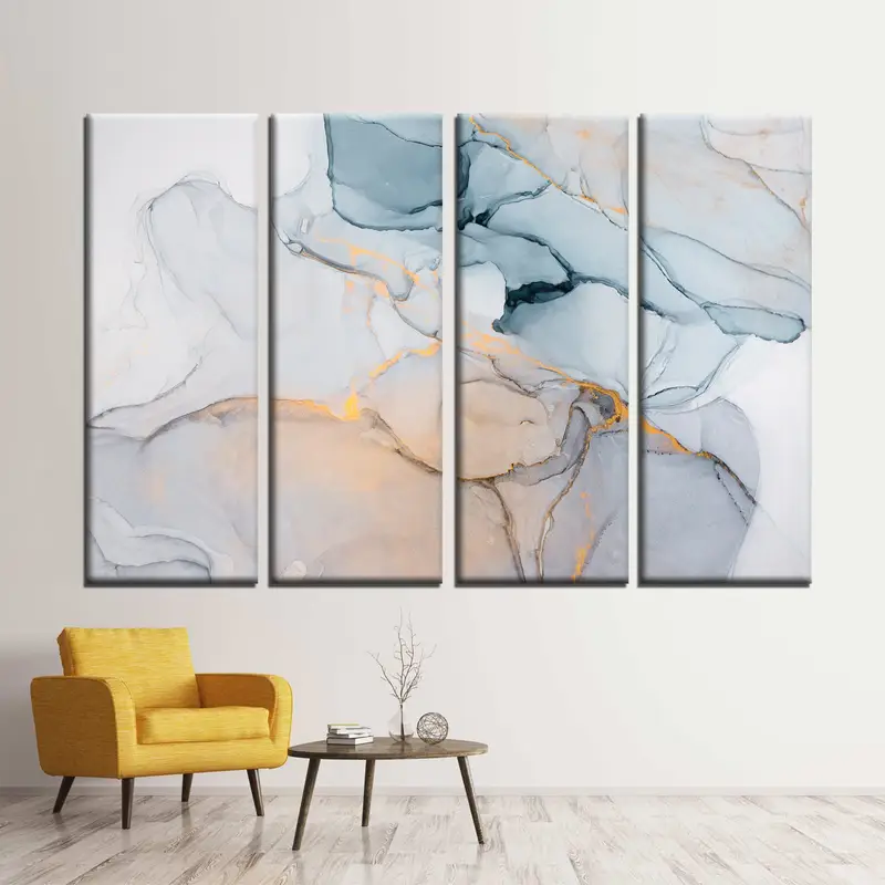 Mermer duvar sanatı, modern soyut tuval sanat, çağdaş sanat, mavi mermer sanat, soyut mermer sanatı, büyük duvar sanatı, ev dekorasyonu tuval - 3