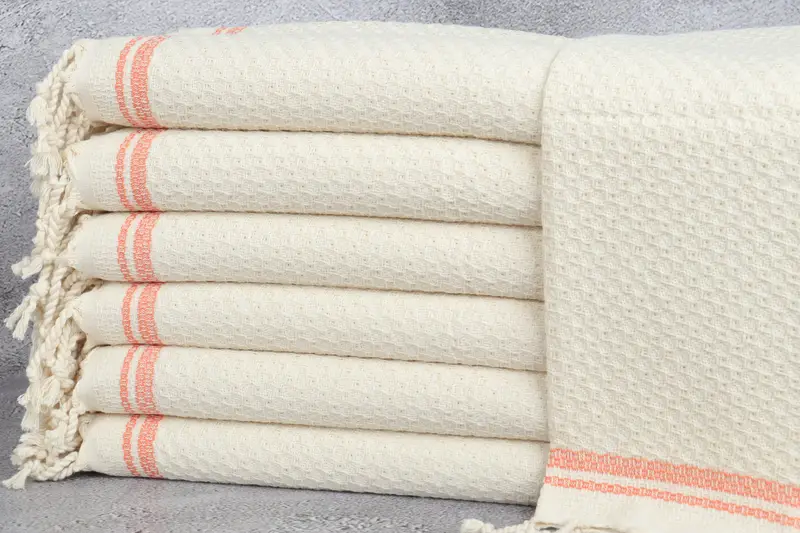 Custom Hand Towel, 38x18 Cotton Striped Towel, Organic Tea Towel, Personalized Gift, Bridal Shower Gift, Bathroom Towel, Personalized Kitchen Towel - 1